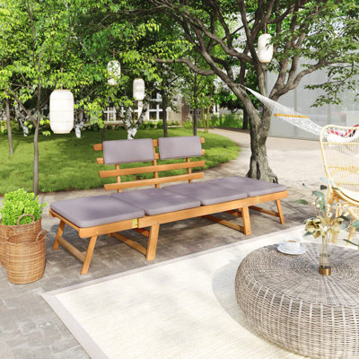 Elmerine vidaXL 2-in-1 Convertible Bench, Patio Daybed, Solid Acacia Wood by Latitude Run