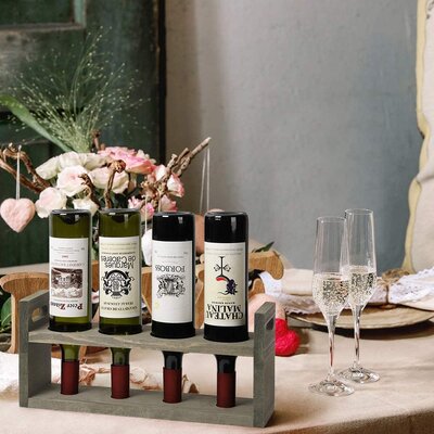 Middlesex 4 Bottle Solid Wood Tabletop Wine Bottle Rack in Gray by Gracie Oaks