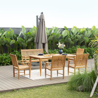 Allison Rectangular 6 - Person 72" Long Teak Dining Set