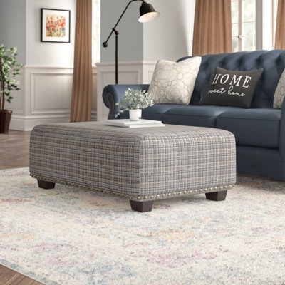 Keyone 50" Wide Rectangle Plaid Cocktail Ottoman
