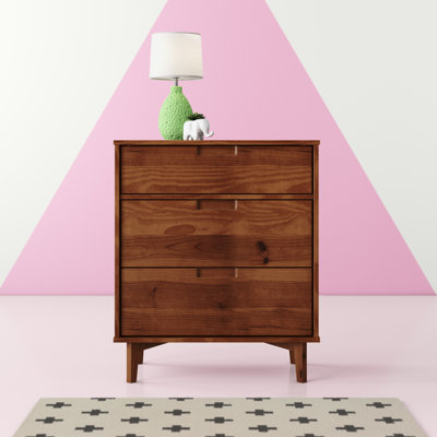 Yarber Groove 3 Drawer Solid Wood Chest by Mercury Row