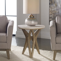 Stone Cross Legs End Table by George Oliver