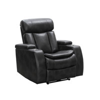 Asahd 36" Wide Genuine Leather Power Recliner Home Theater Individual Seat with Cup Holder by Wade Logan