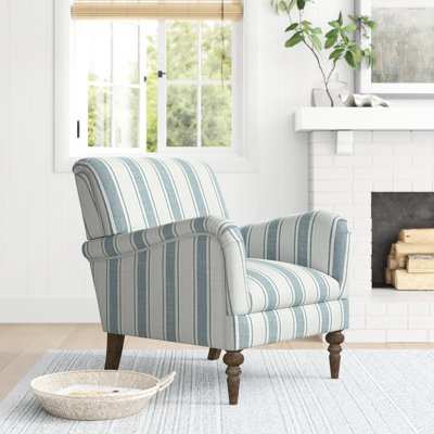 Arching Contemporary and Classic Polyester Upholstered Armchair with Solid Wood Legs by Sand & Stable