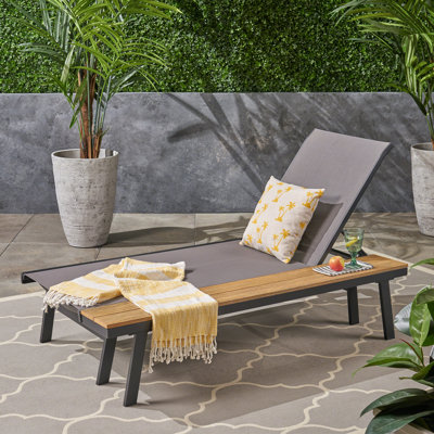 Reclining Chaise Lounge with Table by Ebern Designs