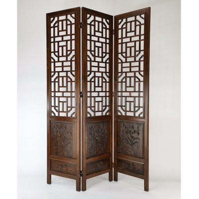 54" W x 80" H 3 - Panel Solid Wood Folding Room Divider