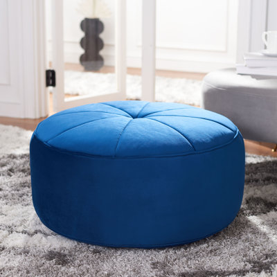 28.3" Wide Velvet Tufted Round Pouf Ottoman by Everly Quinn