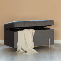 Shadyvale 31.5" Wide Velvet Tufted Rectangle Storage Ottoman with Storage