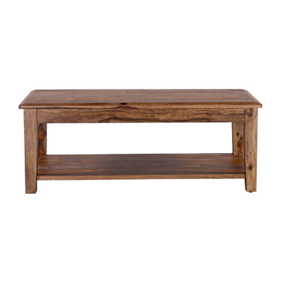 Clermont Solid Wood Floor Shelf Coffee Table with Storage by Loon Peak