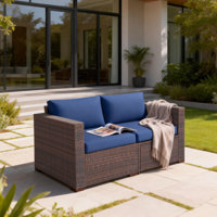 Gerdt 59.2" Wide Outdoor Wicker Loveseat with Cushions by Latitude Run