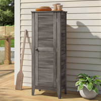 Anjenette 104.73 Gallon Water Resistant Acacia Solid Wood Cabinet Deck Box with Lock by Beachcrest Home