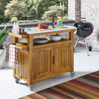 Anjenette Beachcrest Home™ Bar Cart with Solid Wood Outer Material by Beachcrest Home