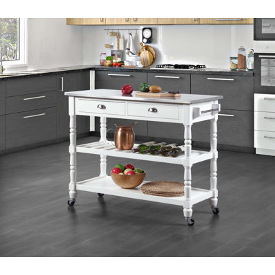 Mayall 45" Kitchen Cart with Stainless Steel Top and Locking Wheels by Alcott Hill