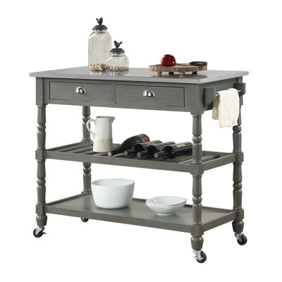 Mayall 45" Kitchen Cart with Stainless Steel Top and Locking Wheels by Alcott Hill