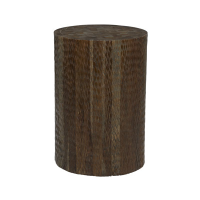 Kober Teak Wood Intricately Carved Side End Dark Brown Accent Table