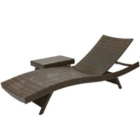 Lisbeth 2 Piece Adjustable Lounge and Wicker Table Reclining Chaise Lounge by Bay Isle Home