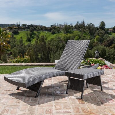 Lisbeth 2 Piece Adjustable Lounge and Wicker Table Reclining Chaise Lounge by Bay Isle Home