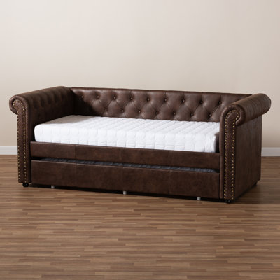 Mynard Upholstered Twin Daybed with Trundle by House of Hampton