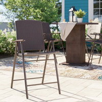 Halladay 24" Wicker Patio Bar Stool by Red Barrel Studio