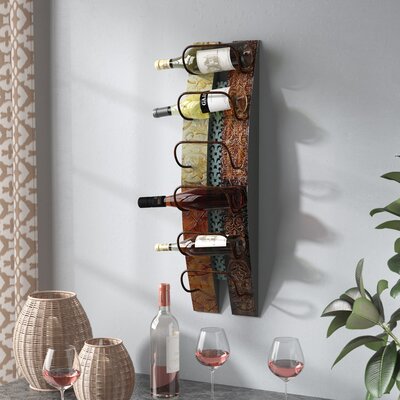 Zendaya 6 Bottle Wall Mounted Wine Bottle Rack