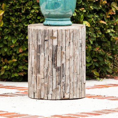 Kazuya Patio Sense Elyse Round Rustic Garden Stool Wood Outdoor Seating & End Table Ideal - Seasoned Patina Finish by 17 Stories