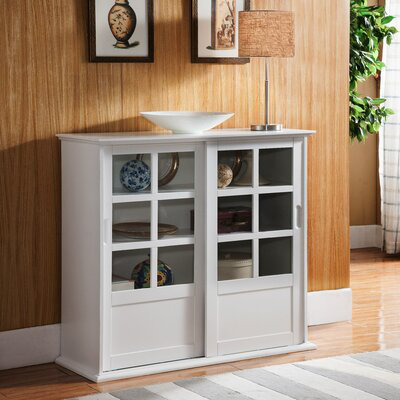 Bloodworth Wood Curio Cabinet with Glass Sliding Doors by Red Barrel Studio