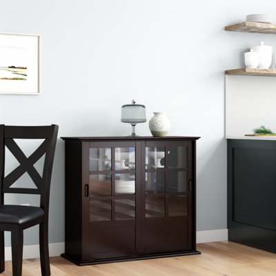 Bloodworth Wood Curio Cabinet with Glass Sliding Doors by Red Barrel Studio