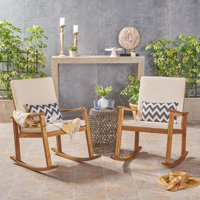 Outdoor Cherell Rocking Solid Wood Chair with Cushions by Gracie Oaks