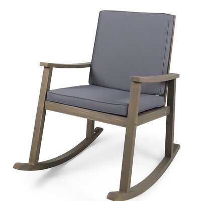 Outdoor Cherell Rocking Solid Wood Chair with Cushions by Gracie Oaks