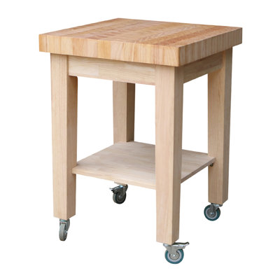 Cuthbert Kitchen Cart with Butcher Block by Rosecliff Heights
