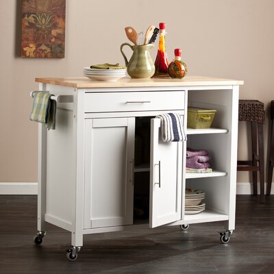 Landau Kitchen Cart with Butcher Block Top by Alcott Hill