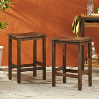 Wakely Acacia Wood 24" Patio Bar Stool