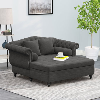 Lamm Tufted Upholstered Chaise Lounge with Rolled Arms and Nailhead Trim by Darby Home Co