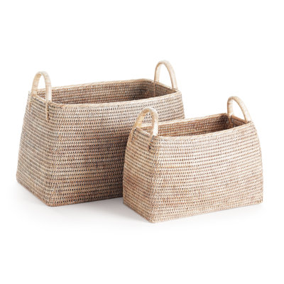 Lubeck 2 Piece Rattan Narrow Magazine Rack Set by Birch Lane