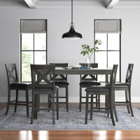 Lashbrook 7 Piece Counter Height Solid Wood Dining Set by Three Posts