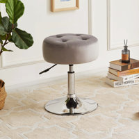 Leiser 16" Wide Modern Velvet Swivel Adjustable Height Vanity Stool by Hashtag Home