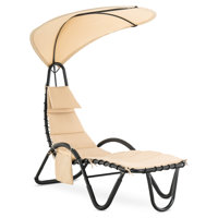 Benkelman Outdoor Steel Chaise Lounge Chair with Removable Canopy and Cushions by Arlmont & Co.
