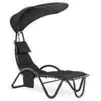 Benkelman Outdoor Steel Chaise Lounge Chair with Removable Canopy and Cushions