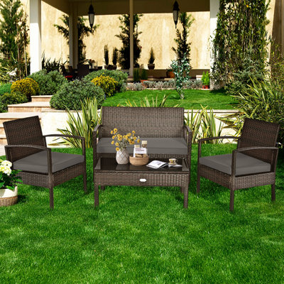 Ariadne 4 Piece Rattan Sofa Seating Group with Cushions