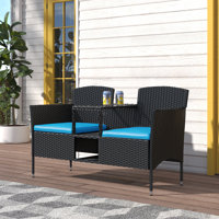 Etna 50.8" Wide Outdoor Wicker Loveseat with Cushions by Zipcode Design