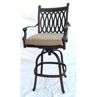 Lebrun 30" Patio Bar Stool with Cushion by Fleur De Lis Living