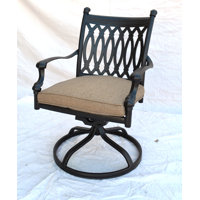 Lebrun Swivel Patio Dining Armchair with Cushion by Fleur De Lis Living