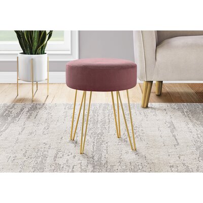 Ottoman Pouf Footrest Foot Stool 14" Round Fabric Metal Legs Contemporary by Mercer41