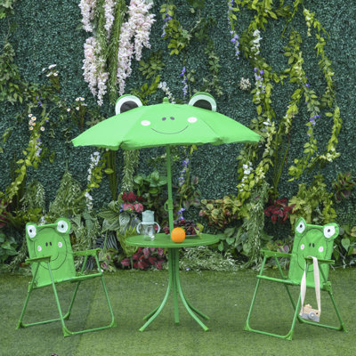 Martha Kids 4 Piece Folding Picnic Table and Chair Set Frog Pattern Outdoor Garden Patio Backyard by Zoomie Kids