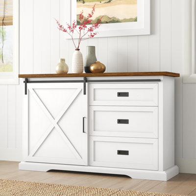 Analaura 56" Wide Sliding Door Sideboard with 3 Drawers by Highland Dunes