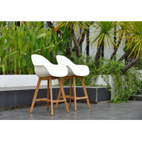 Rafael Teak Finish Patio Bar Chairs With Arms by Kitsco