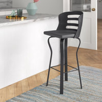 Aldborough Swivel Counter or Bar Height Barstool in Faux Leather, Bent Wood, and Metal