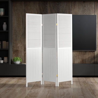 Shodra 6 Ft. Tall Louvered Beadboard Room Divider