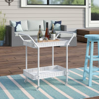 Warba Bar Cart with Metal Frame and Wicker Outer by Bay Isle Home
