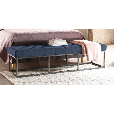 Danes Claire Tufted Bench with Iron Legs, Modern 72.5" Bench for Bedroom or Living Room by Finch